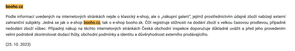 Booho.cz recenze, rizikové e-shopy