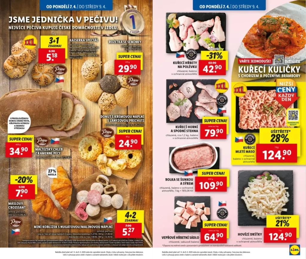 Aktuální nabídka pečiva a masa Lidl