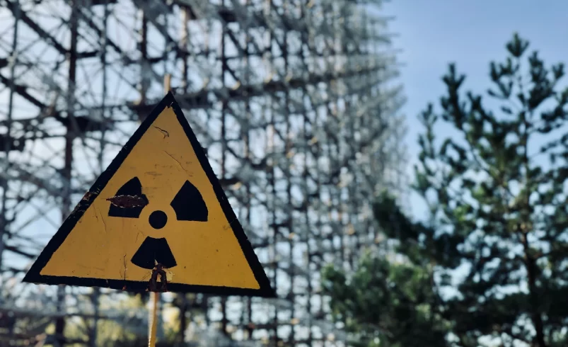 Cedule upozorňující na radiaci v Černobylu